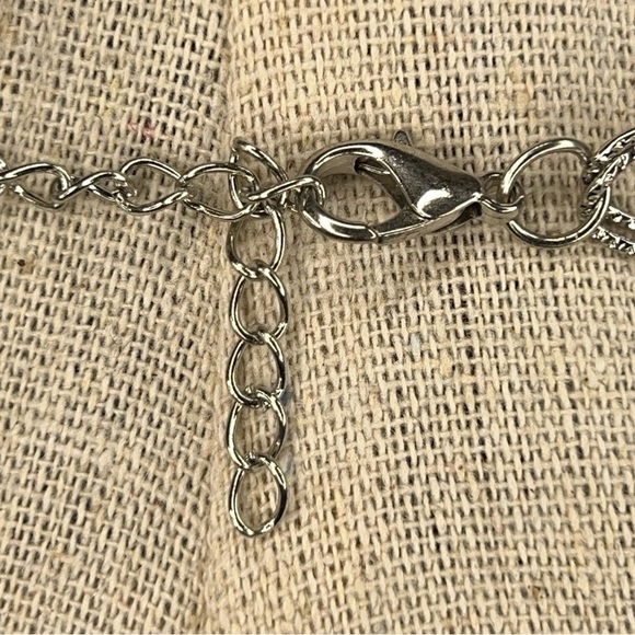 SILVER RHINESTONE CHAIN MAIL LAYERED NECKLACE GOTH GLAM EVENT - Picture 9 of 9